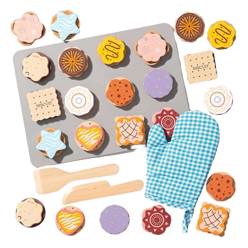 Kitchen Kids Baking Set - WOWFU - Drewniany Zestaw Ciasteczek i